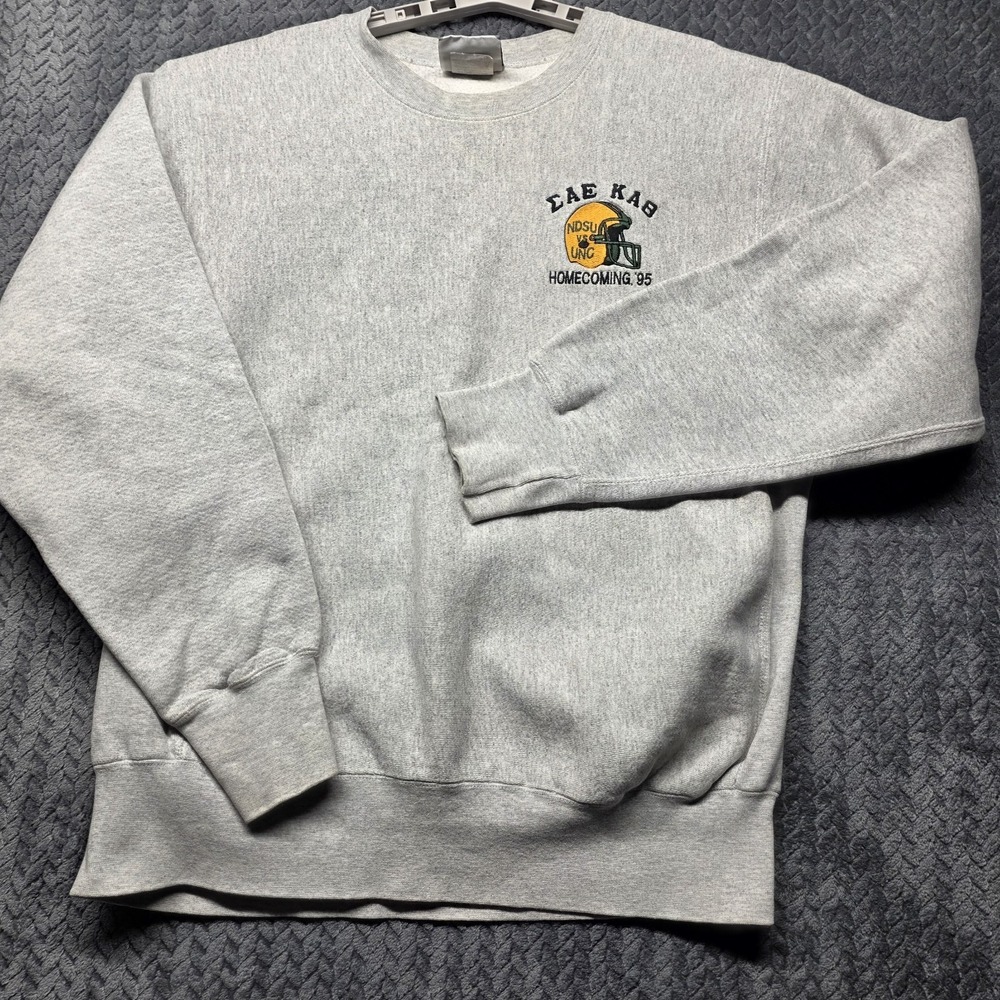 Vintage SAE KAB Homecoming 1995 NDSU vs UNC Lee Crewneck Sweatshirt Men's L Gray